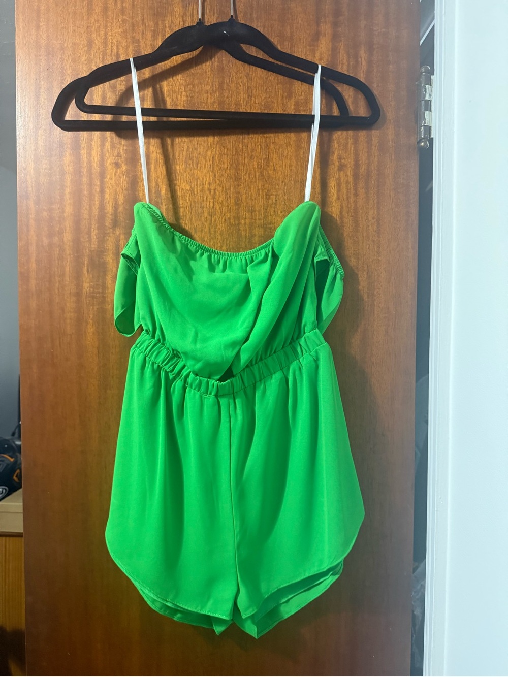 Vibrant Green Spaghetti-Strap Romper